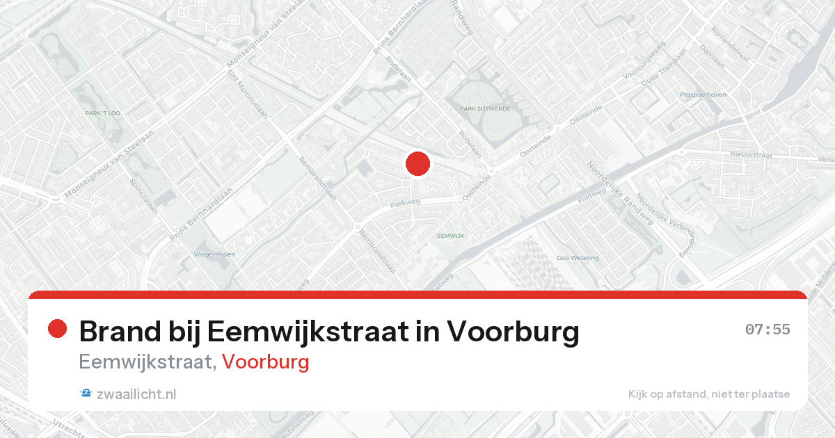 Brand bij Eemwijkstraat in Voorburg — 20 aug 2026