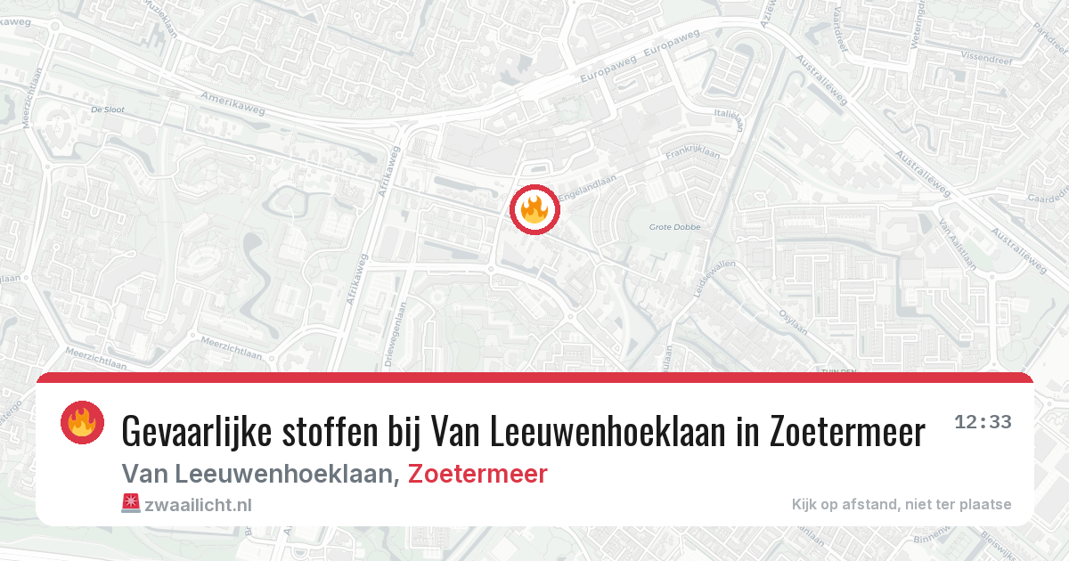 Gevaarlijke stoffen bij Van Leeuwenhoeklaan in Zoetermeer — 26 jun 2026