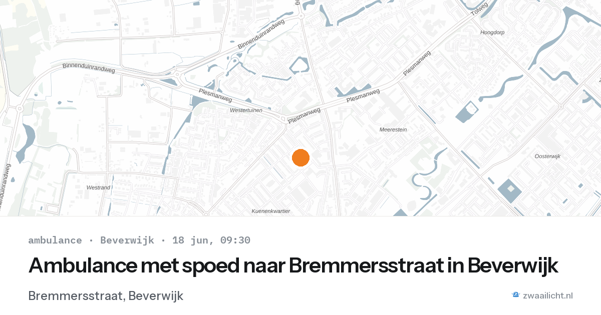 Ambulance met spoed naar Bremmersstraat in Beverwijk — 18 jun 2026