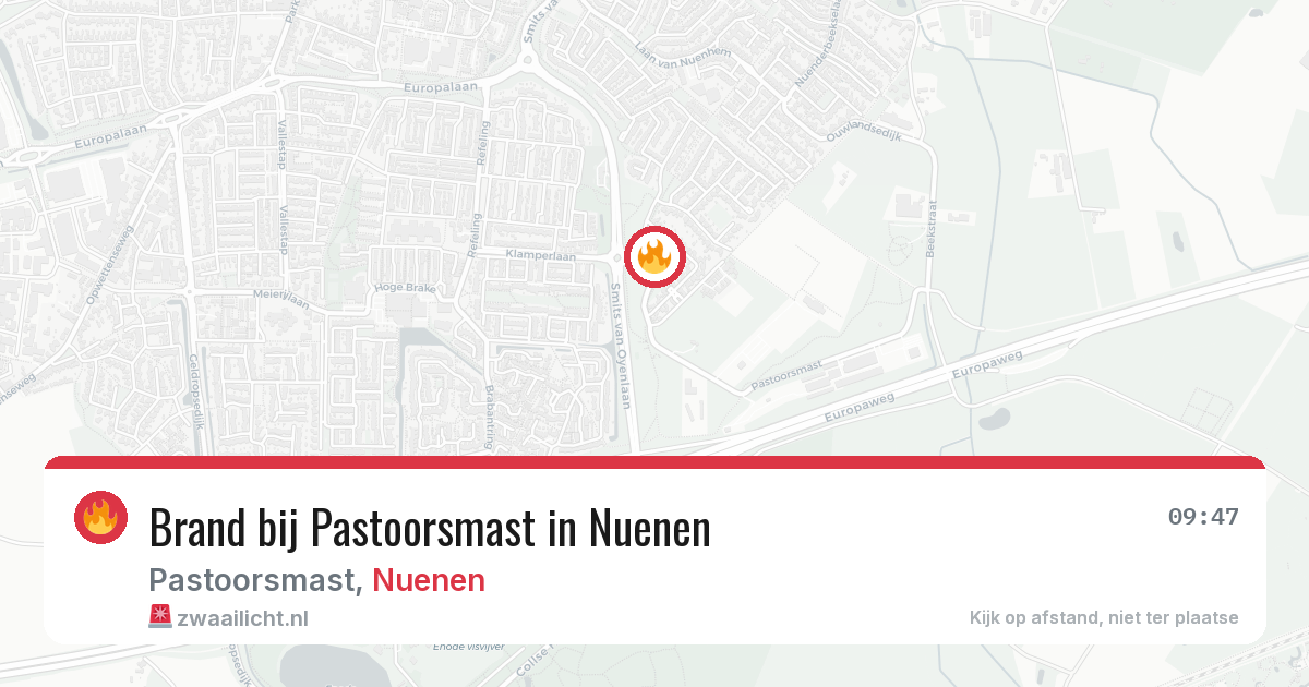 Brand bij Pastoorsmast in Nuenen — 18 jun 2026