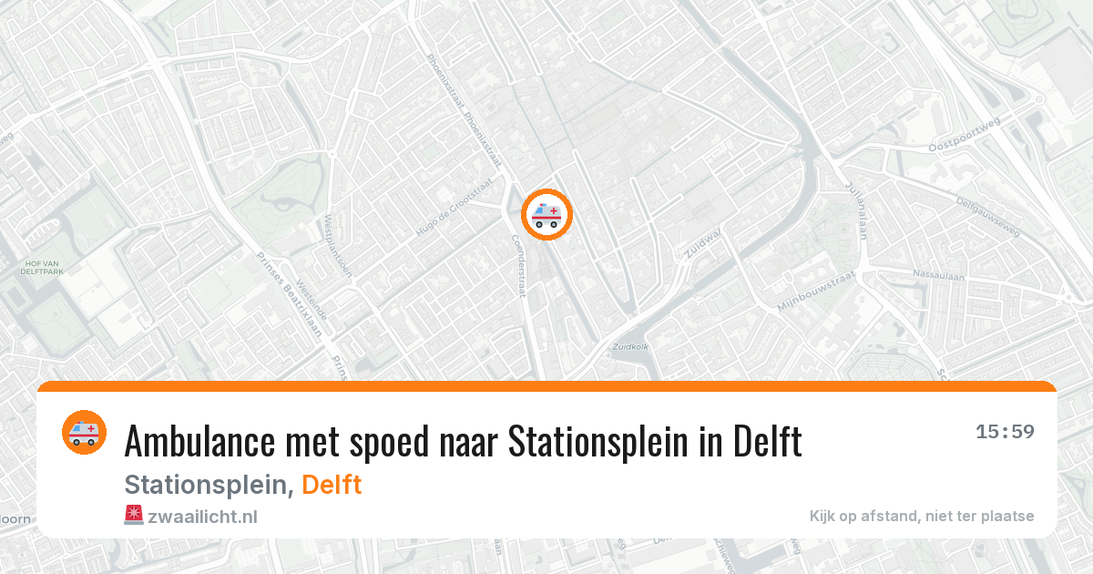 Ambulance met spoed naar Stationsplein in Delft — 11 aug 2026