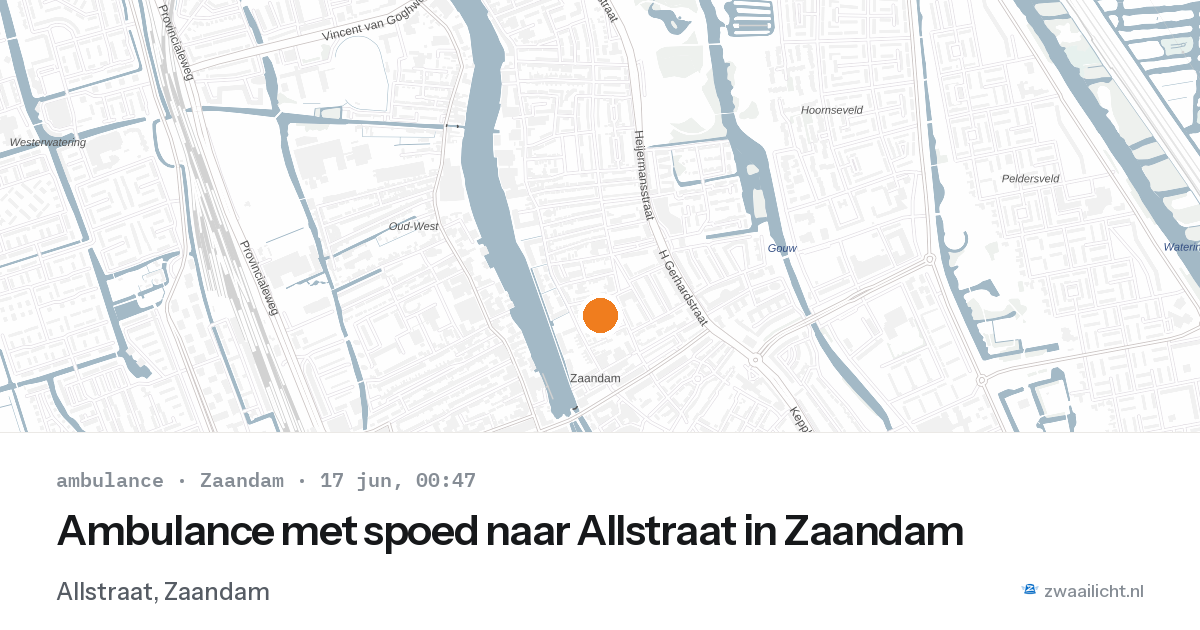 Ambulance met spoed naar Allstraat in Zaandam — 16 jun 2026