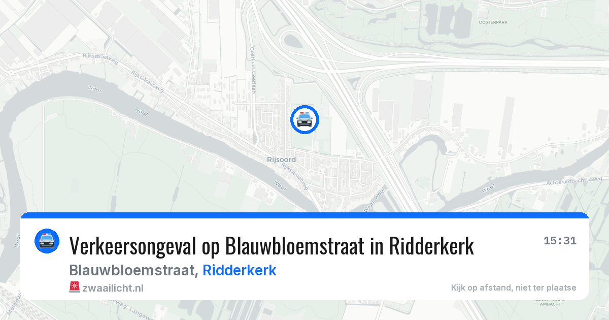 Verkeersongeval op Blauwbloemstraat in Ridderkerk — 30 mei 2026