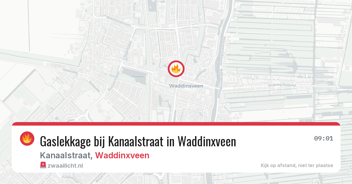 Gaslekkage bij Kanaalstraat in Waddinxveen — 29 jun 2026