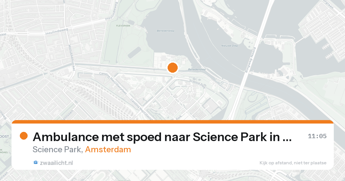Ambulance met spoed naar Science Park in Amsterdam — 24 aug 2026