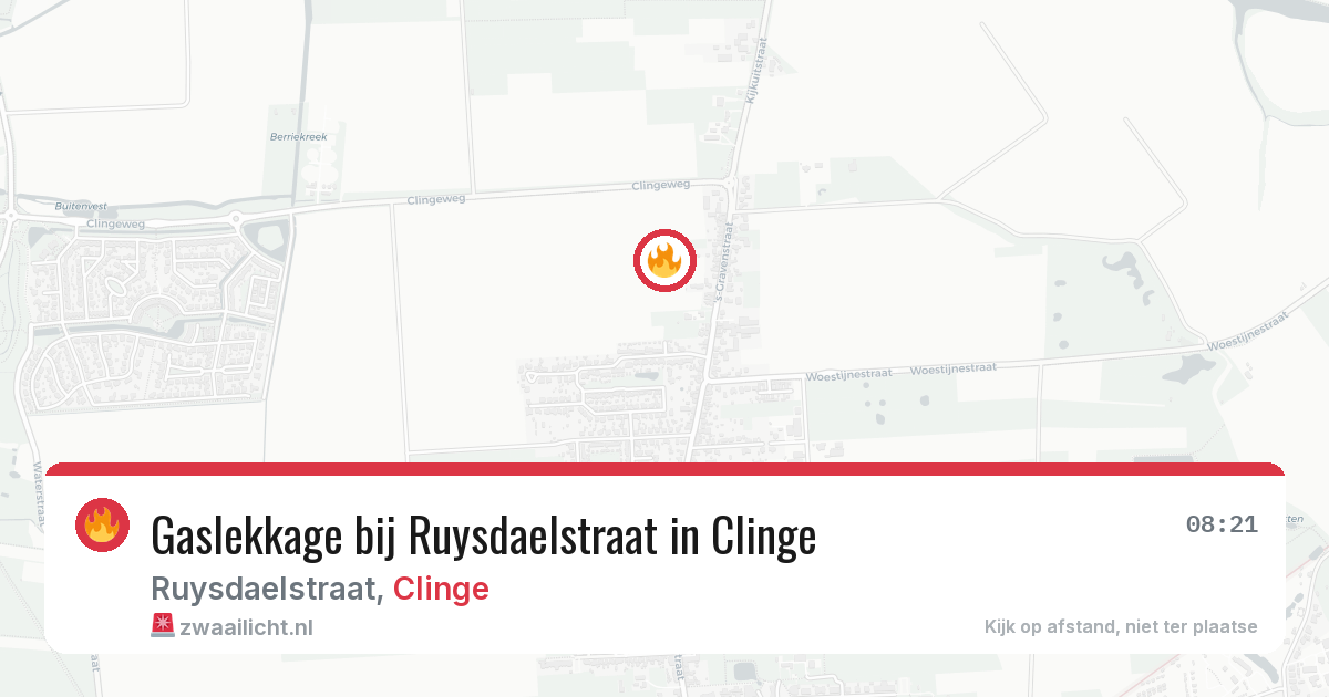 Gaslekkage bij Ruysdaelstraat in Clinge — 14 jul 2026