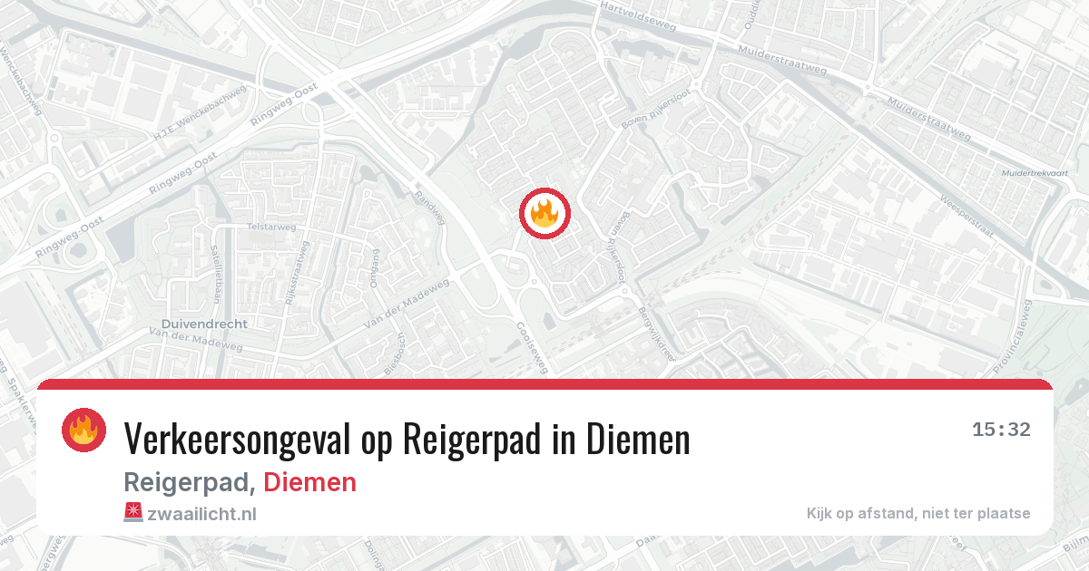Verkeersongeval op Reigerpad in Diemen — 13 mei 2026