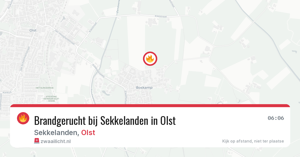 Brandgerucht bij Sekkelanden in Olst — 15 jun 2026