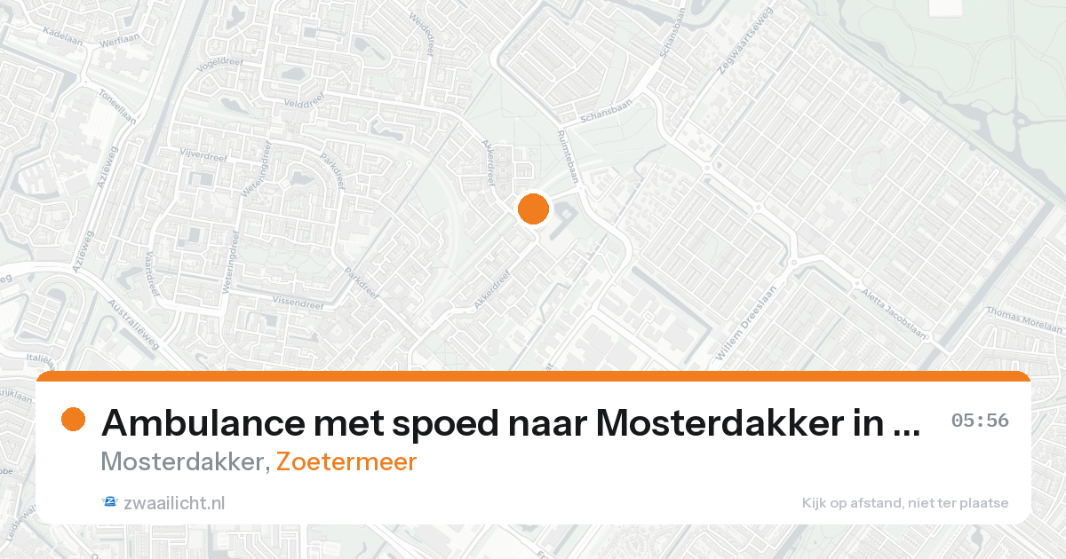 Ambulance met spoed naar Mosterdakker in Zoetermeer — 17 aug 2026