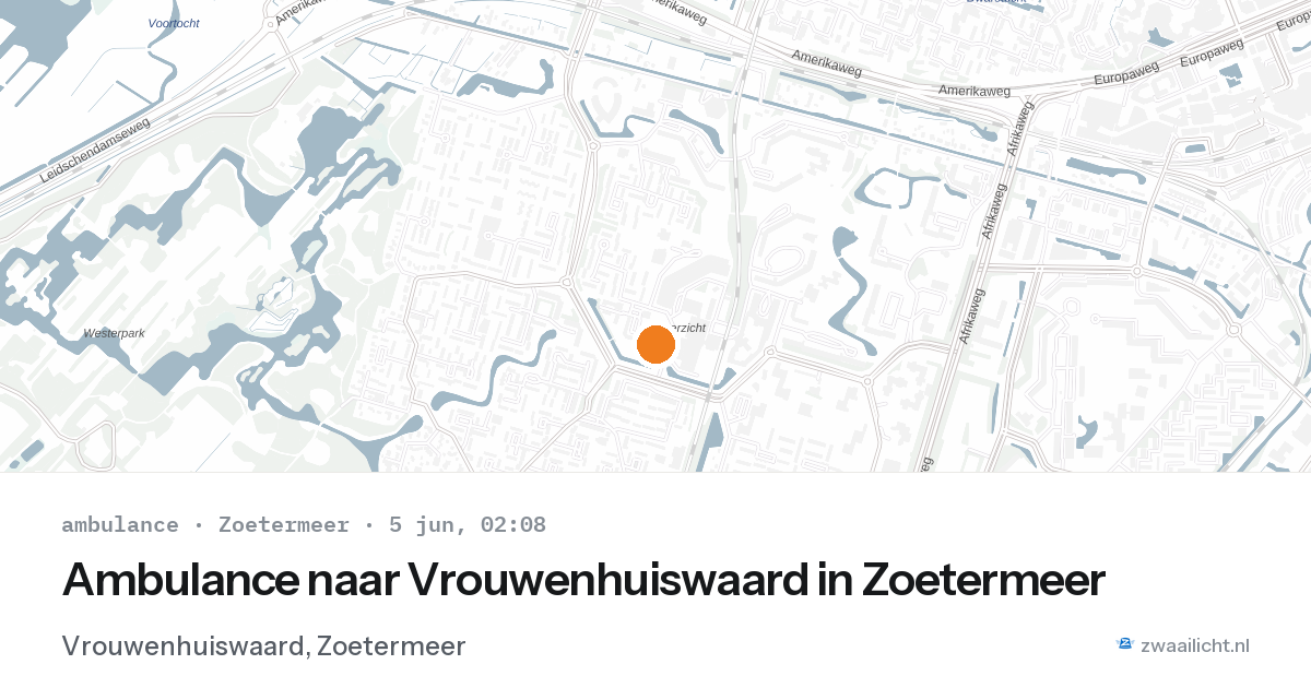 Ambulance naar Vrouwenhuiswaard in Zoetermeer — 5 jun 2026