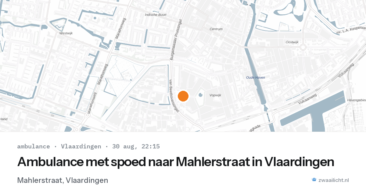 Ambulance met spoed naar Mahlerstraat in Vlaardingen — 30 aug 2026