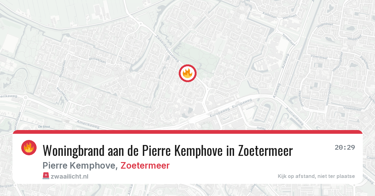Woningbrand aan de Pierre Kemphove in Zoetermeer — 8 aug 2026