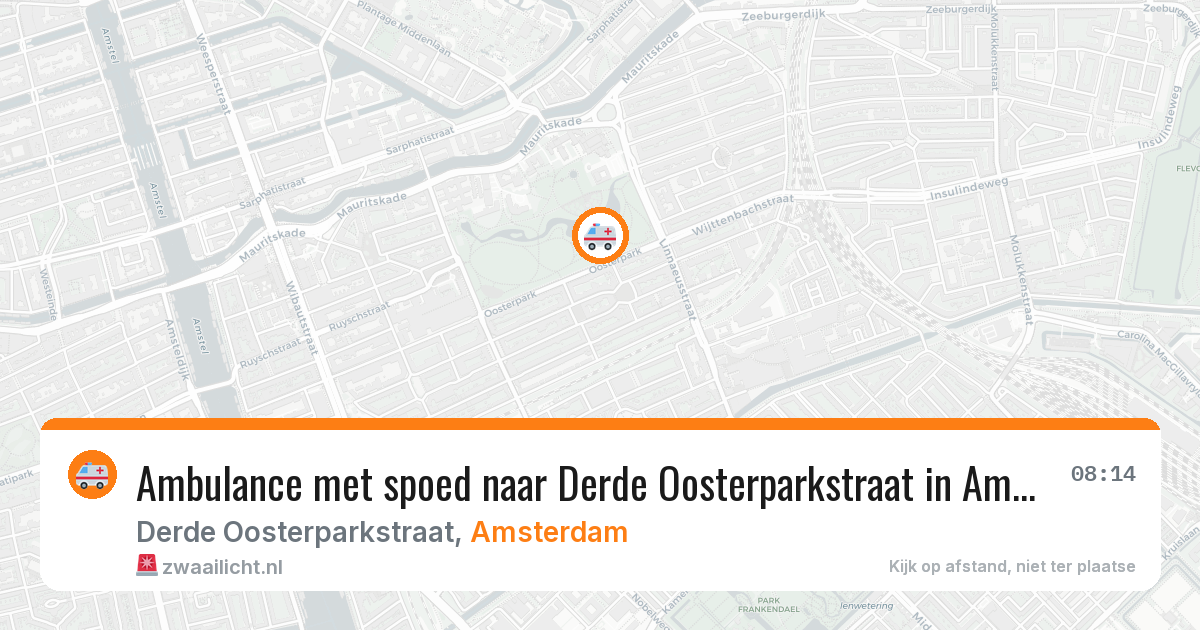 Ambulance met spoed naar Derde Oosterparkstraat in Amsterdam — 16 jul 2026