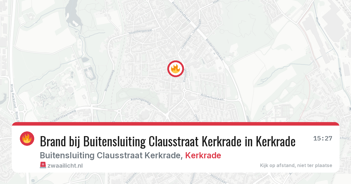 Brand bij Buitensluiting Clausstraat Kerkrade in Kerkrade — 3 jul 2026