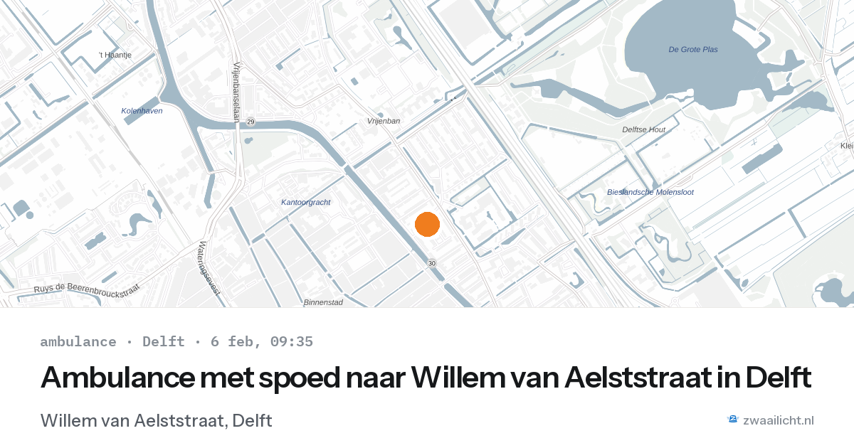 Ambulance met spoed naar Willem van Aelststraat in Delft — 6 feb 2026