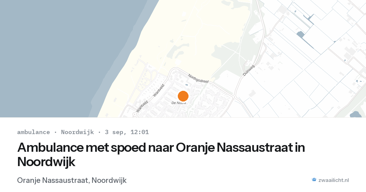 Ambulance met spoed naar Oranje Nassaustraat in Noordwijk — 3 sep 2026