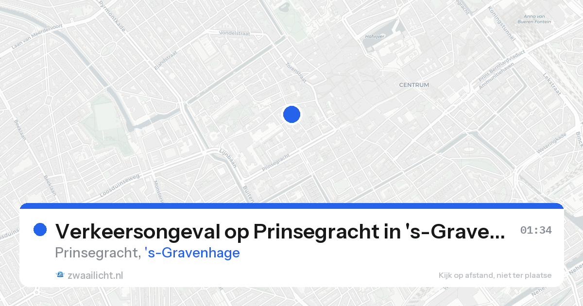 Verkeersongeval op Prinsegracht in 's-Gravenhage — 21 aug 2026
