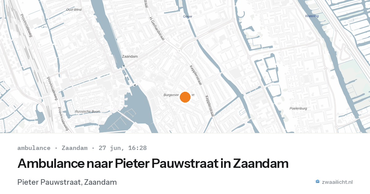 Ambulance naar Pieter Pauwstraat in Zaandam — 27 jun 2026