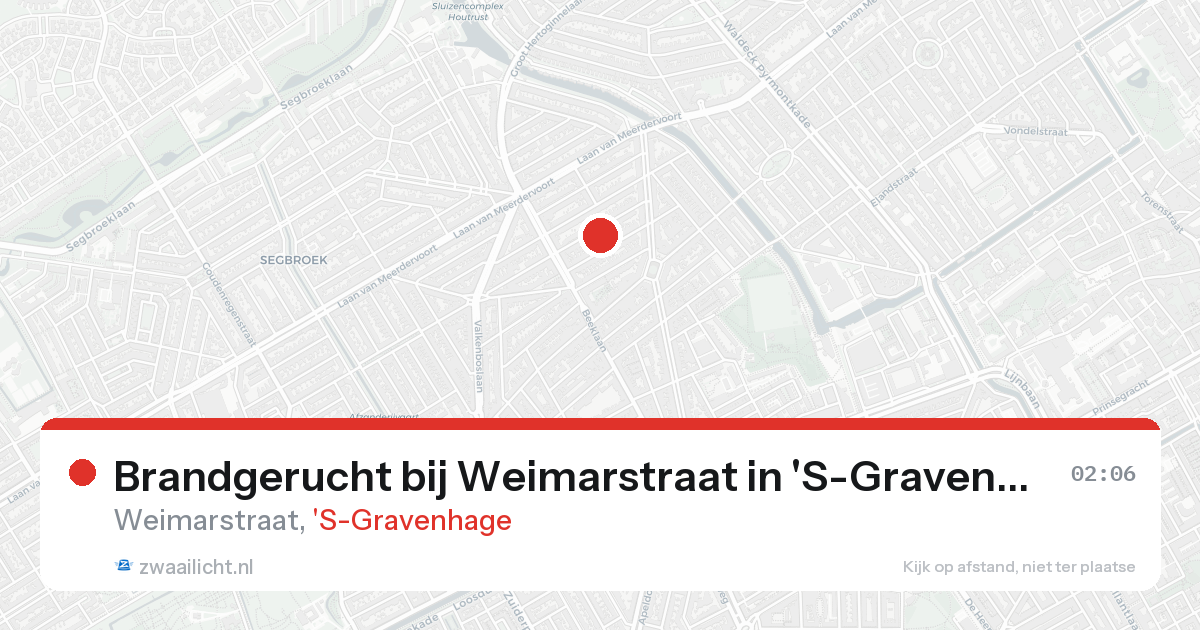 Brandgerucht bij Weimarstraat in 'S-Gravenhage — 16 aug 2026