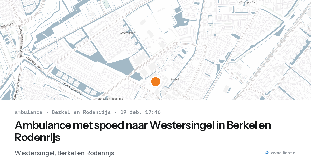 Ambulance met spoed naar Westersingel in Berkel en Rodenrijs — 19 feb 2026