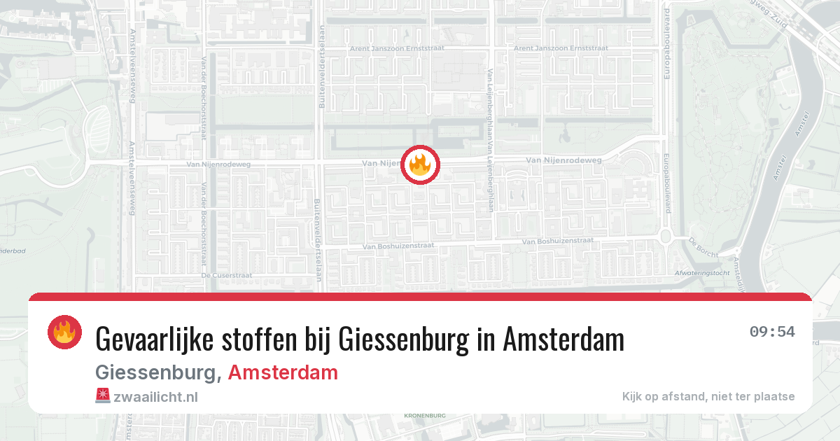 Gevaarlijke stoffen bij Giessenburg in Amsterdam — 18 jun 2026
