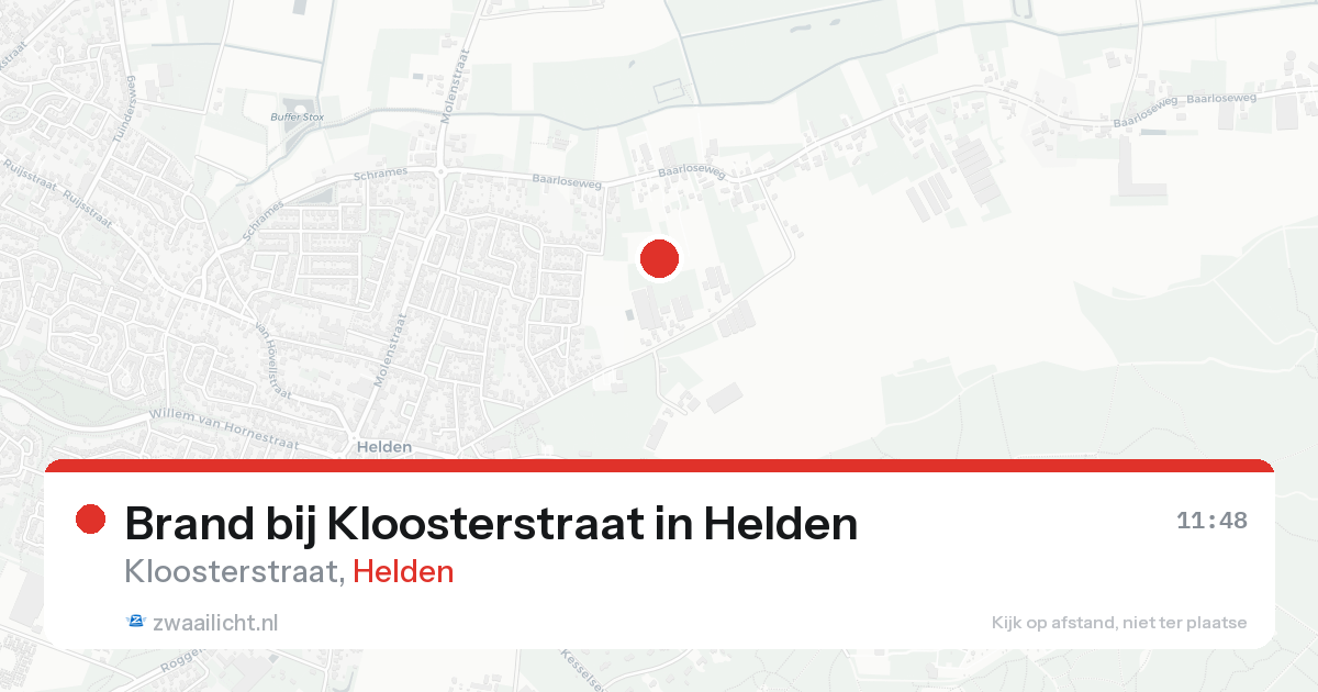 Brand bij Kloosterstraat in Helden — 17 aug 2026