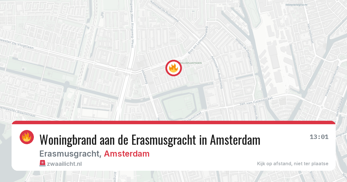 Woningbrand aan de Erasmusgracht in Amsterdam — 12 mei 2026