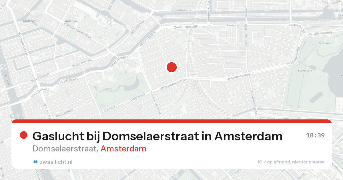 Gaslucht bij Domselaerstraat in Amsterdam — 25 aug 2026