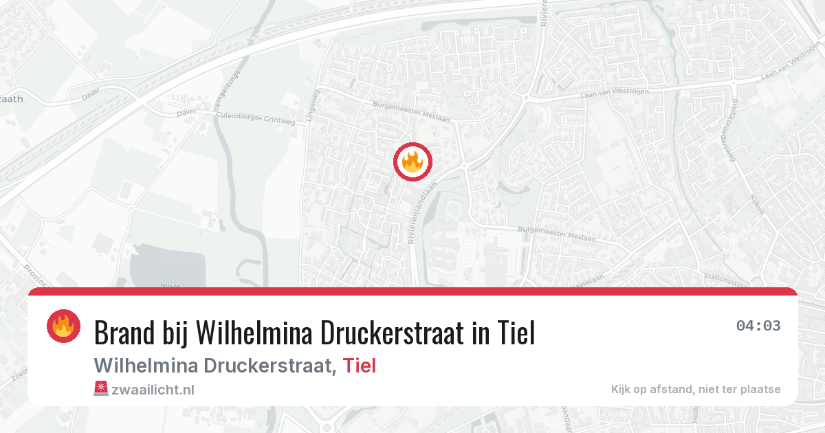 Brand bij Wilhelmina Druckerstraat in Tiel — 28 jun 2026