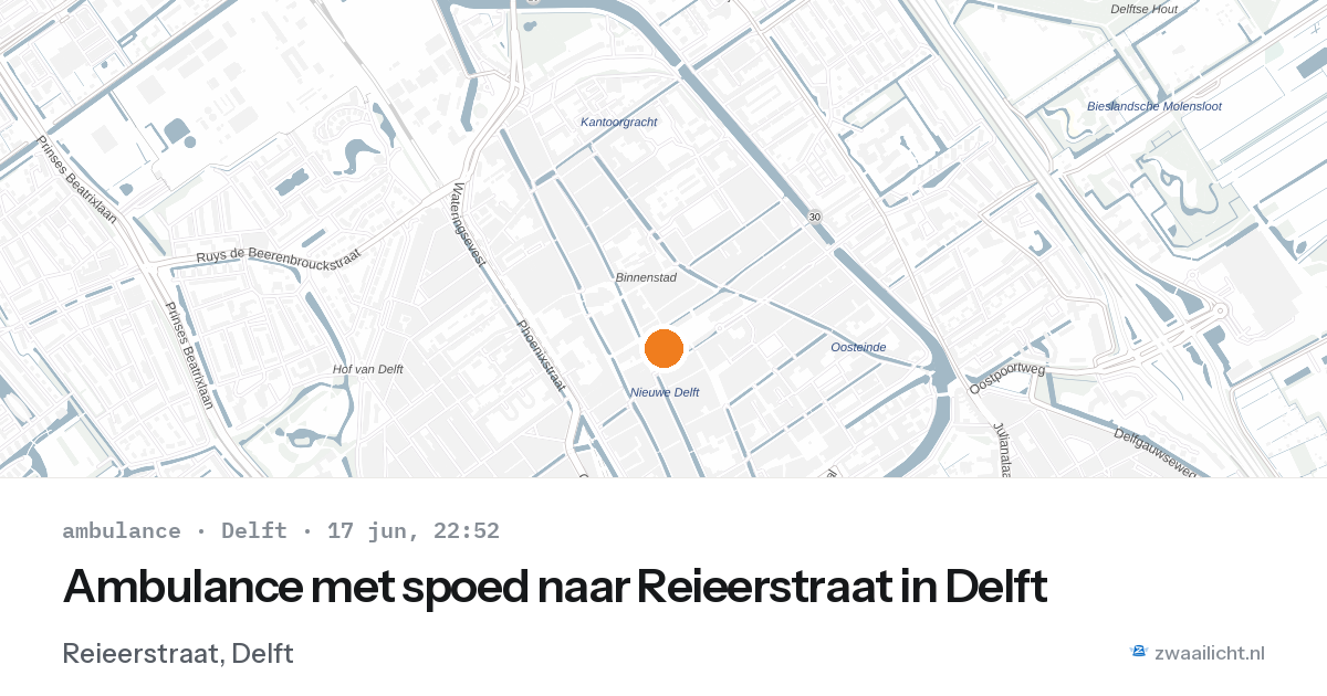 Ambulance met spoed naar Reieerstraat in Delft — 17 jun 2026