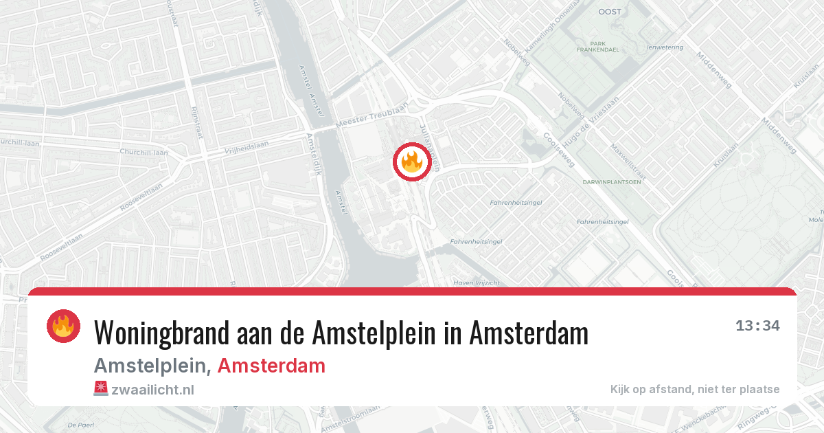 Woningbrand aan de Amstelplein in Amsterdam — 5 mei 2026