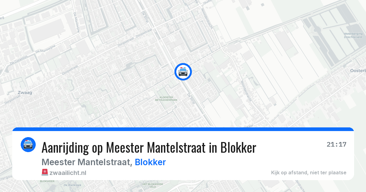Aanrijding op Meester Mantelstraat in Blokker — 19 jul 2026