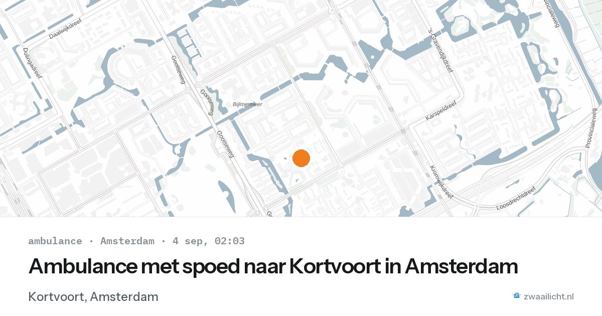 Ambulance met spoed naar Kortvoort in Amsterdam — 4 sep 2026