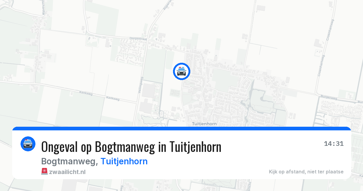 Ongeval op Bogtmanweg in Tuitjenhorn — 10 aug 2026