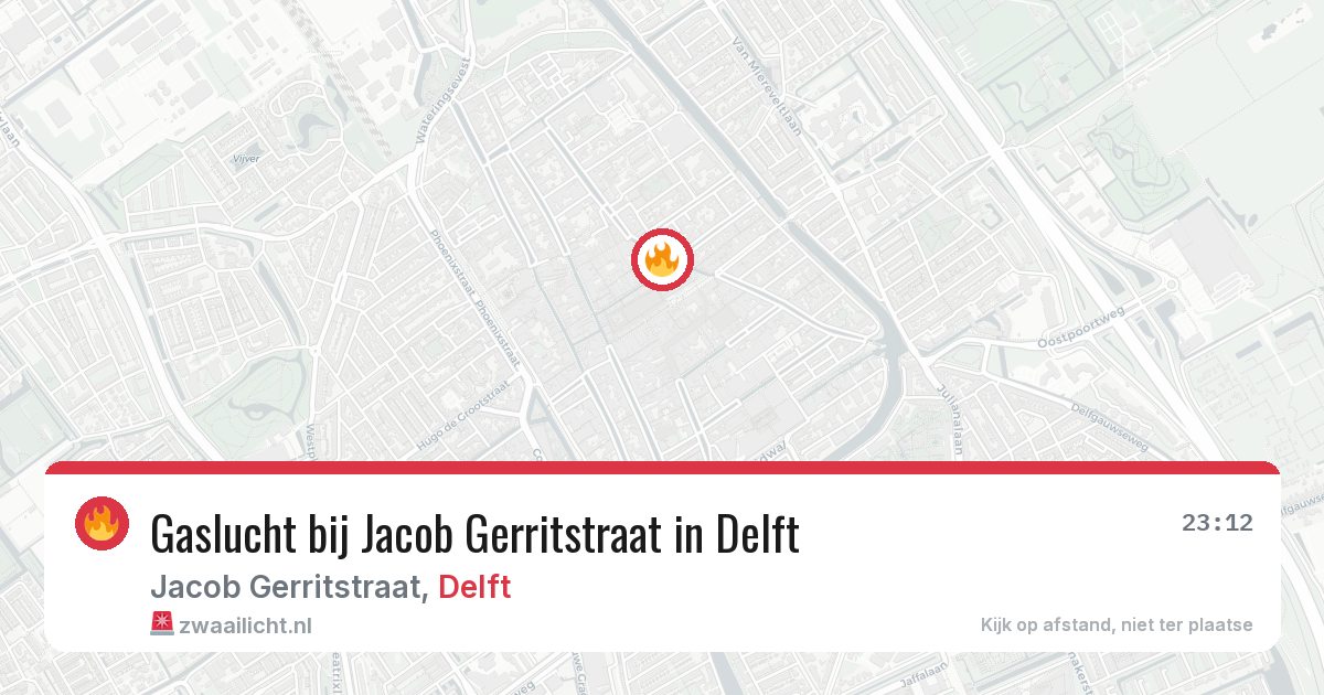 Gaslucht bij Jacob Gerritstraat in Delft — 15 feb 2026