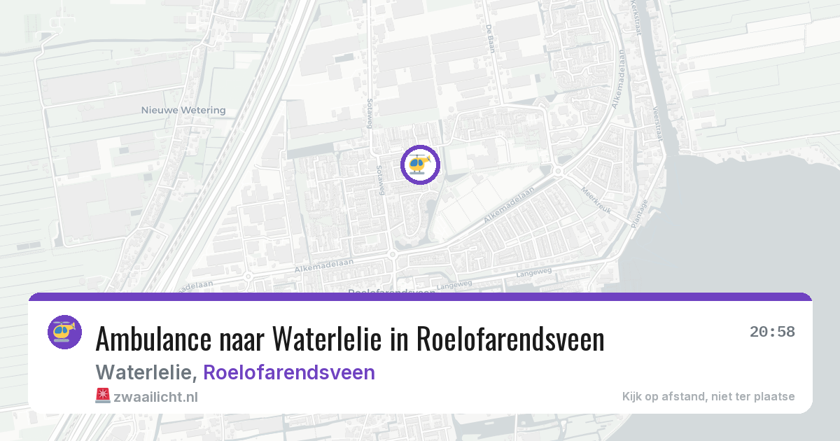 Ambulance naar Waterlelie in Roelofarendsveen — 18 jun 2026