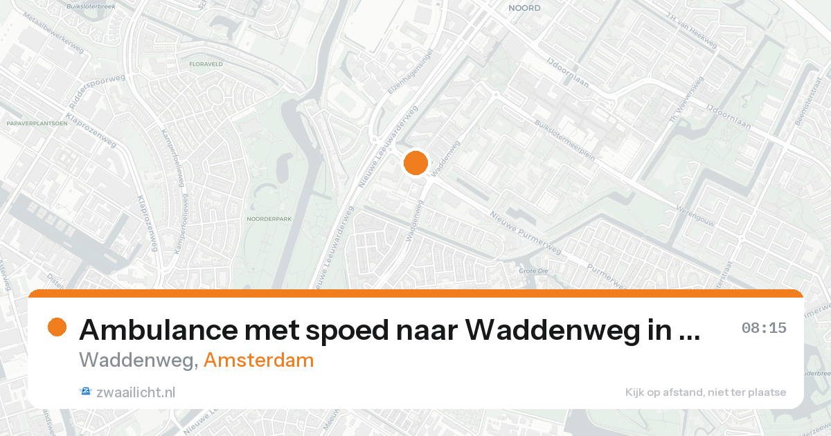 Ambulance met spoed naar Waddenweg in Amsterdam — 15 aug 2026