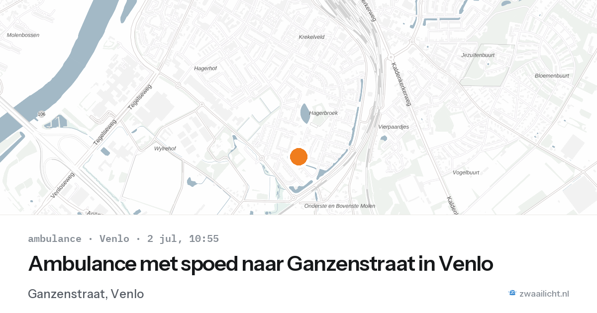 Ambulance met spoed naar Ganzenstraat in Venlo — 2 jul 2026