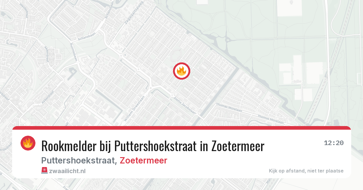 Rookmelder bij Puttershoekstraat in Zoetermeer — 27 jun 2026