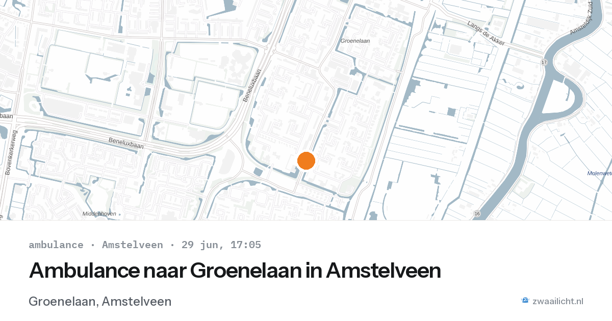 Ambulance naar Groenelaan in Amstelveen — 29 jun 2026