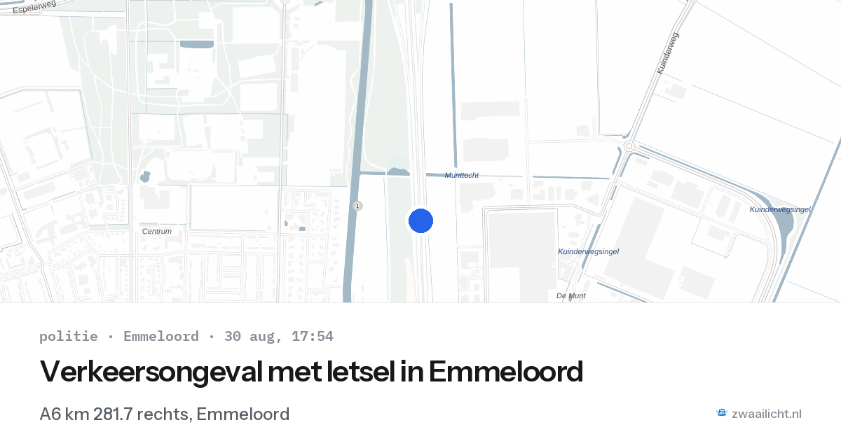 Verkeersongeval met letsel in Emmeloord — 30 aug 2026