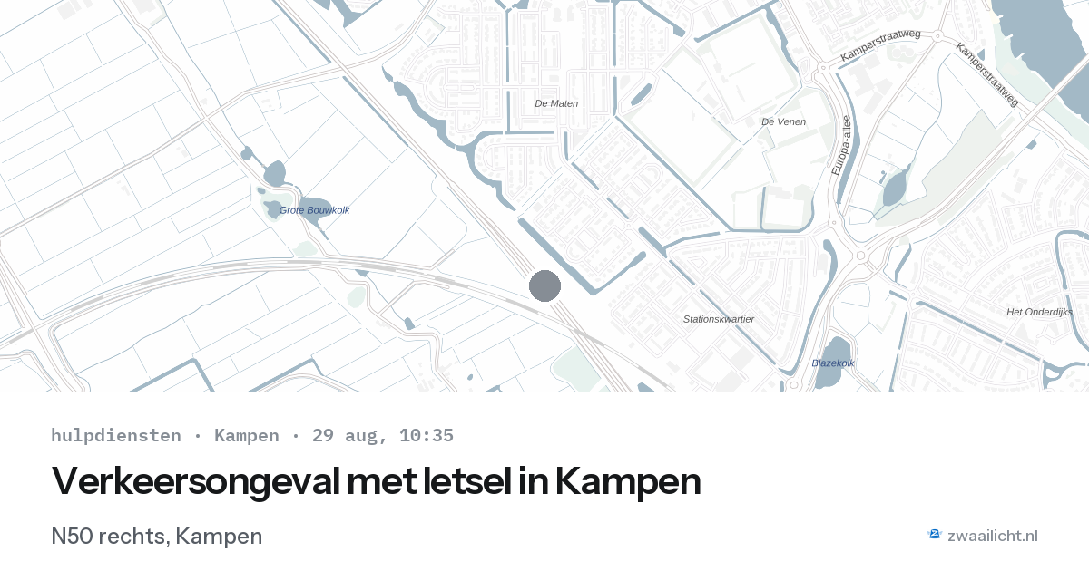 Verkeersongeval met letsel in Kampen — 29 aug 2026