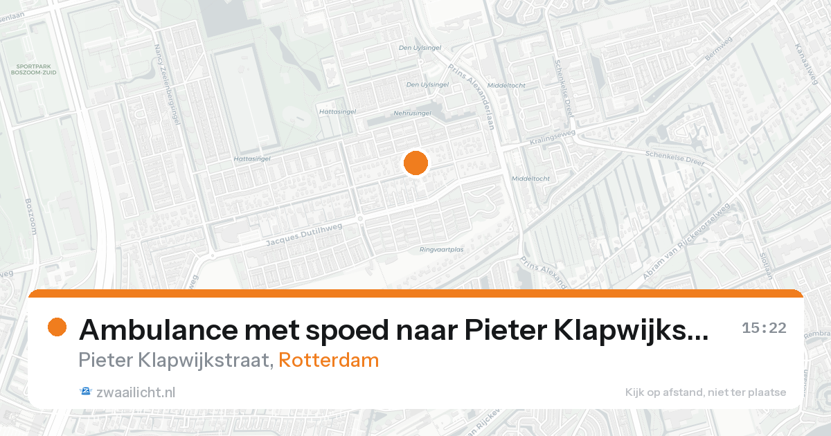 Ambulance met spoed naar Pieter Klapwijkstraat in Rotterdam — 22 aug 2026