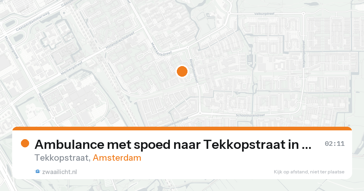 Ambulance met spoed naar Tekkopstraat in Amsterdam — 26 mei 2026