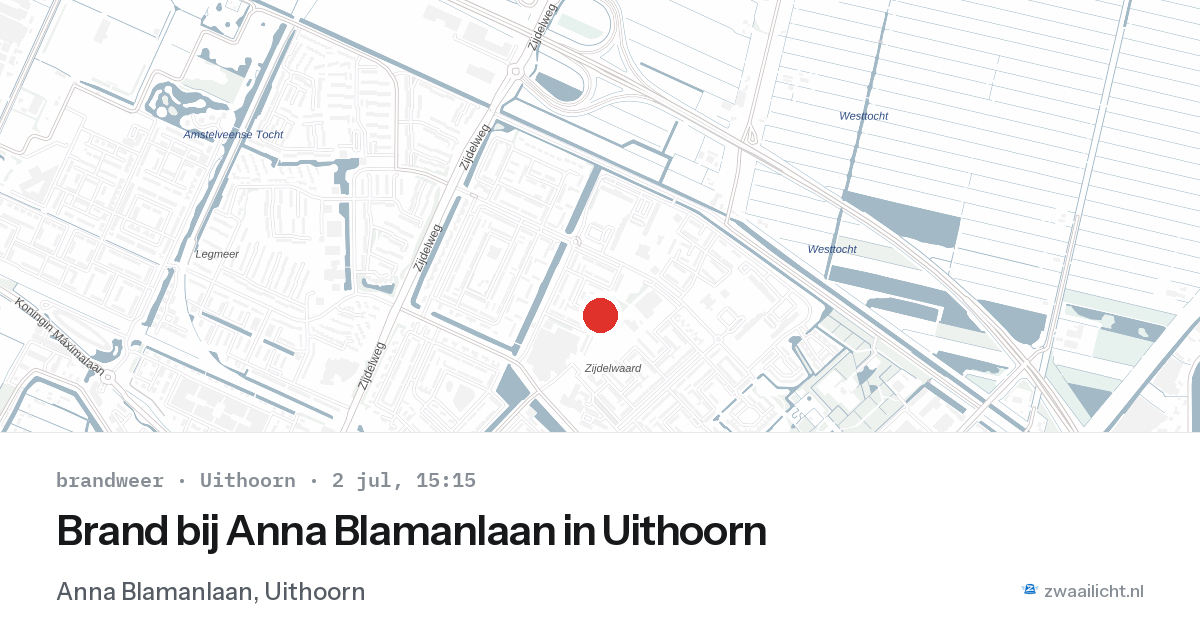 Brand bij Anna Blamanlaan in Uithoorn — 2 jul 2026