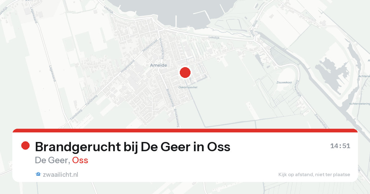 Brandgerucht bij De Geer in Oss — 18 aug 2026