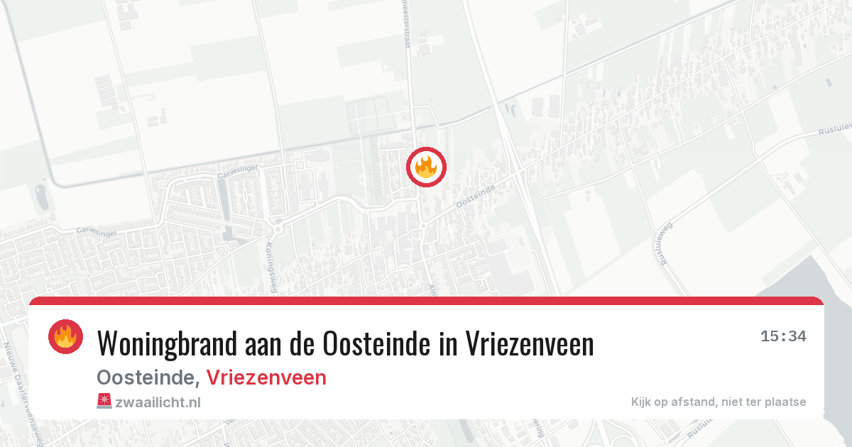 Woningbrand aan de Oosteinde in Vriezenveen — 5 mei 2026