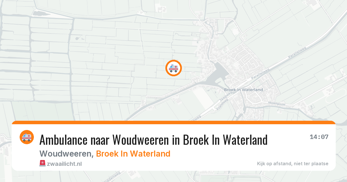 Ambulance naar Woudweeren in Broek In Waterland — 15 jun 2026