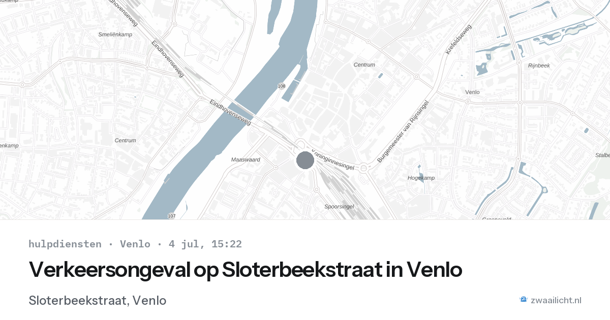 Verkeersongeval op Sloterbeekstraat in Venlo — 4 jul 2026