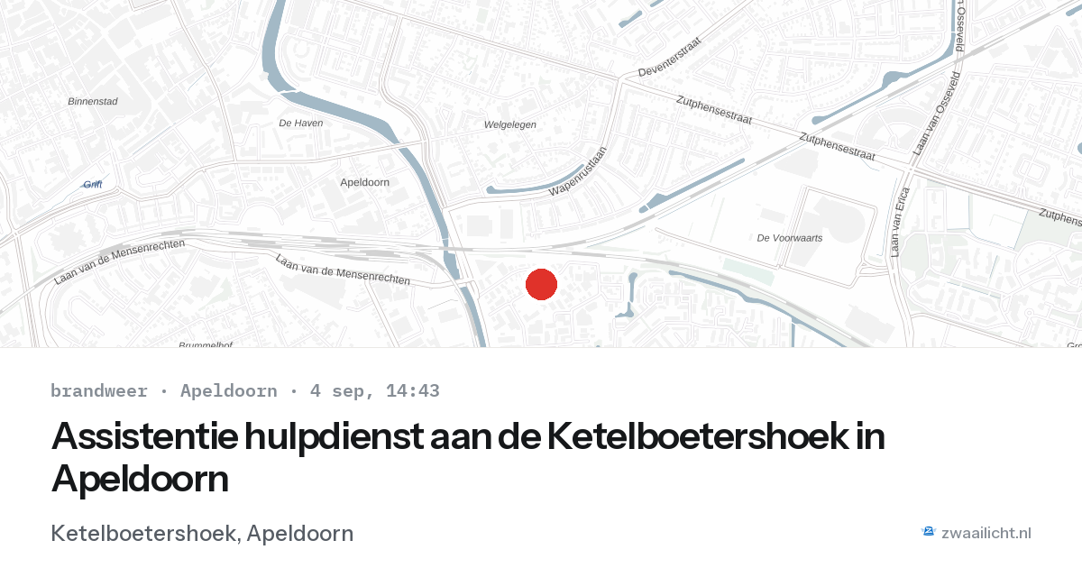 Assistentie hulpdienst aan de Ketelboetershoek in Apeldoorn — 4 sep 2026